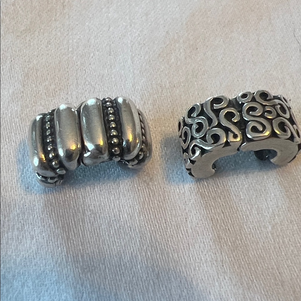 TWO Pandora Sterling Silver Clip Charms, Dots & Ridges, S Swirl, Retired - Picture 6 of 7